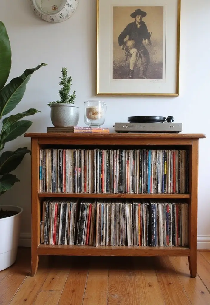 29 Vinyl Storage Ideas for Collectors - 14. Repurposed Furniture as Storage
