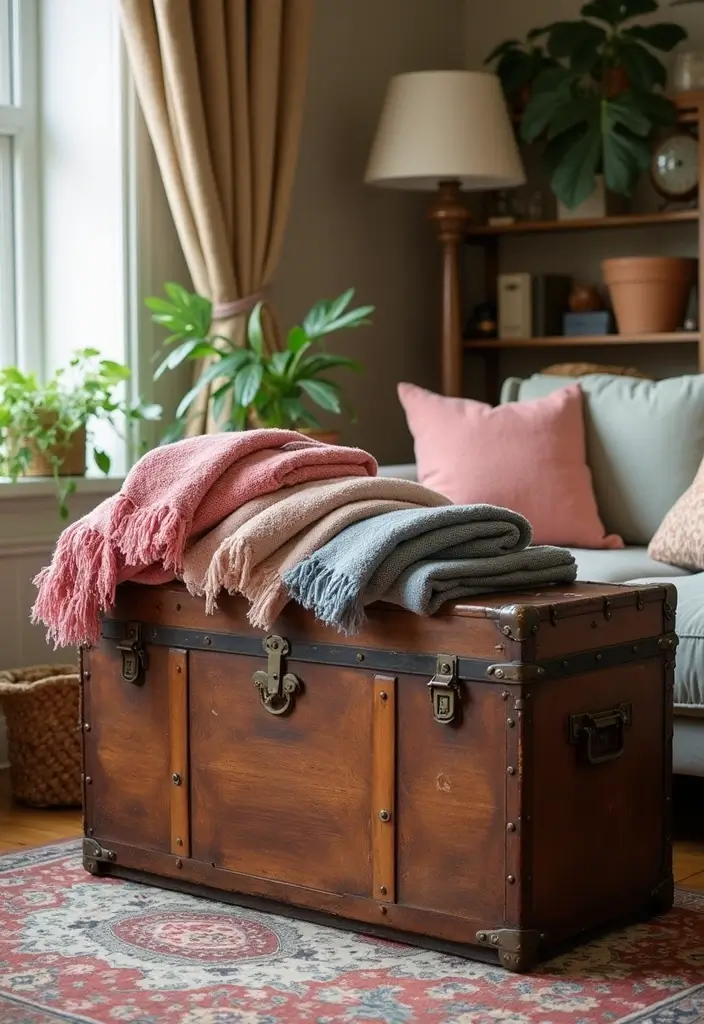 30 Blanket Storage Ideas That Look Stylish 11 30 Blanket Storage Ideas That Look Stylish - 11. Decorative Trunks
