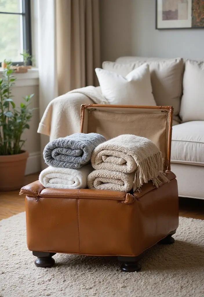 30 Blanket Storage Ideas That Look Stylish 3 30 Blanket Storage Ideas That Look Stylish - 3. Decorative Storage Ottomans
