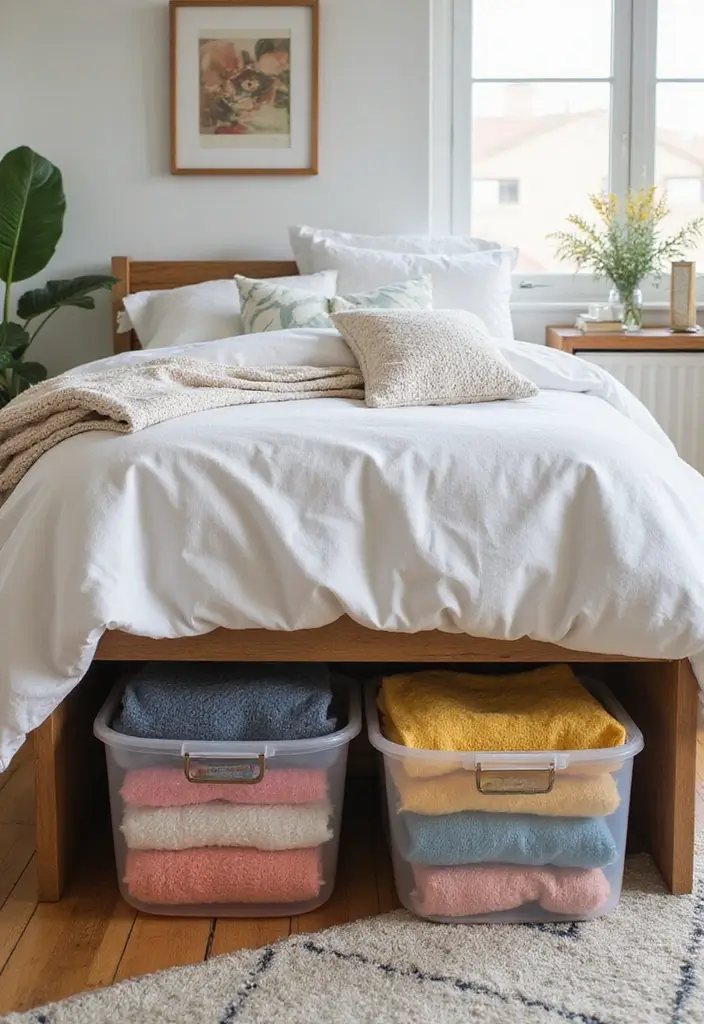 30 Blanket Storage Ideas That Look Stylish 6 30 Blanket Storage Ideas That Look Stylish - 6. Clear Storage Bins Under the Bed