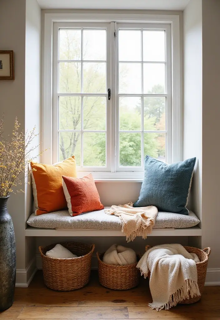 30 Blanket Storage Ideas That Look Stylish 7 30 Blanket Storage Ideas That Look Stylish - 7. Cozy Window Seat Baskets