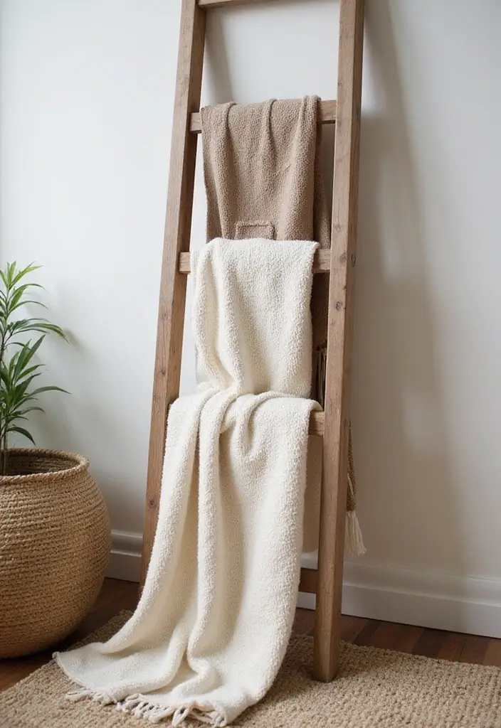 30 Blanket Storage Ideas That Look Stylish 9 30 Blanket Storage Ideas That Look Stylish - 9. Creative Blanket Ladder
