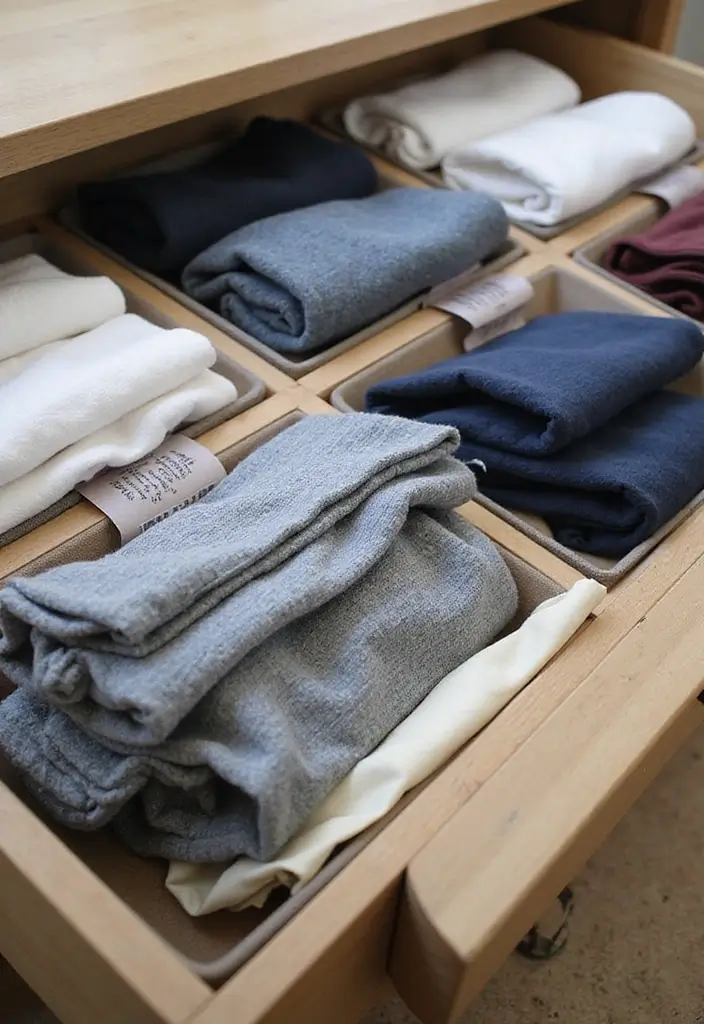 30 Clothes Drawer Organization Ideas That Keep Things Neat - 12. Folded Pile with Borders