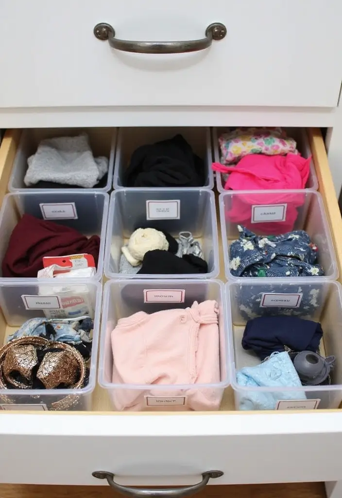 30 Clothes Drawer Organization Ideas That Keep Things Neat - 4. Use Clear Bins for Visibility