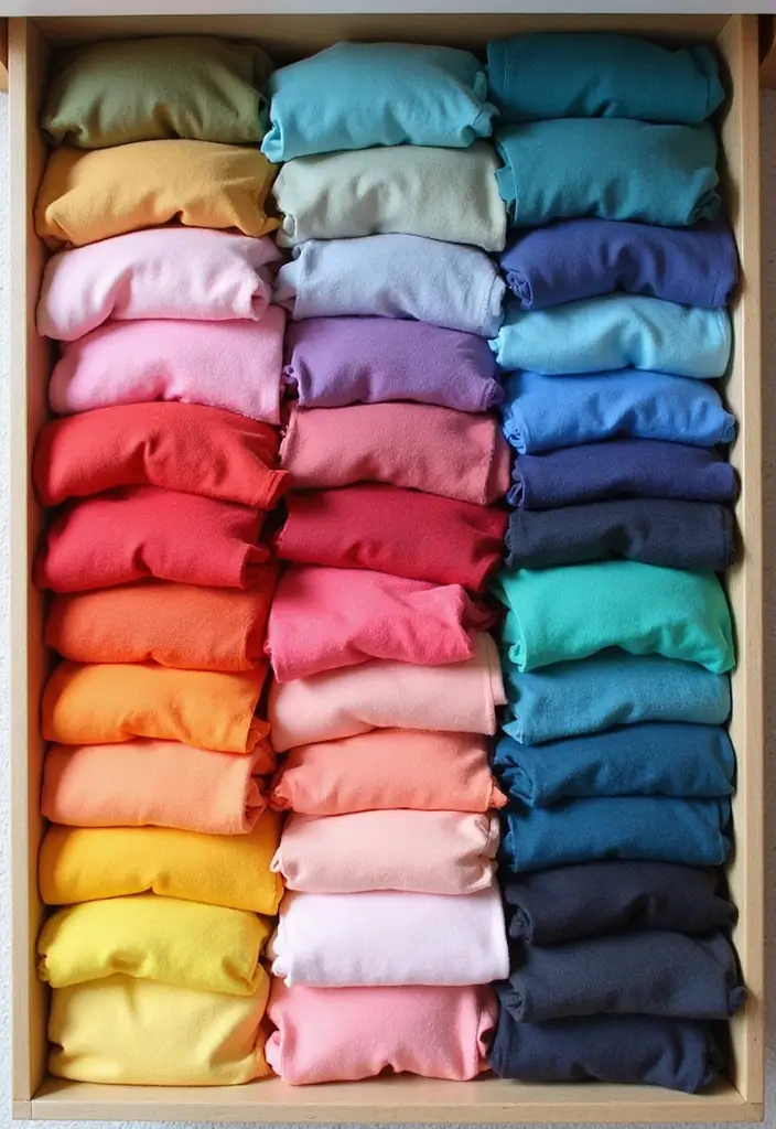 30 Clothes Drawer Organization Ideas That Keep Things Neat - 9. Color-Coding Your Clothes