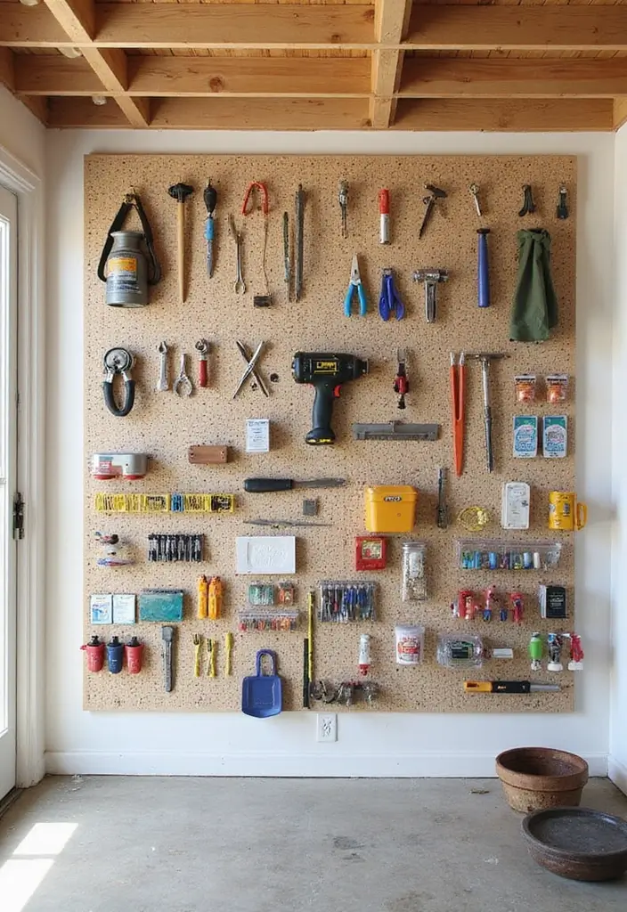 30 Eaves Storage Ideas to Use Hidden Space - 19. Pegboard Organizers