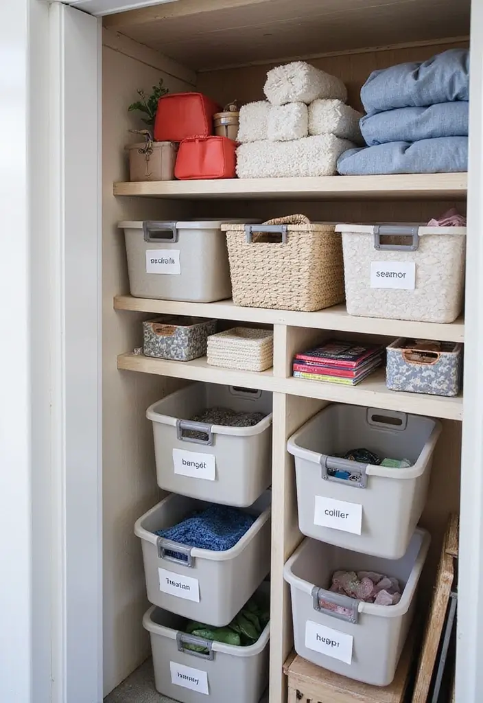 30 Eaves Storage Ideas to Use Hidden Space - 21. Seasonal Rotation Storage
