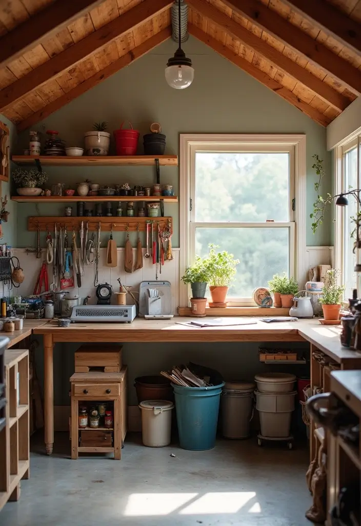 30 Eaves Storage Ideas to Use Hidden Space - 27. Under-Eaves Workshop Space