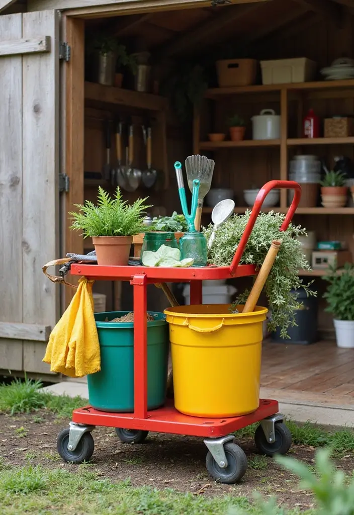30 Shed Storage Ideas to Organize Your Outdoors 8 30 Shed Storage Ideas to Organize Your Outdoors - 8. Rolling Carts