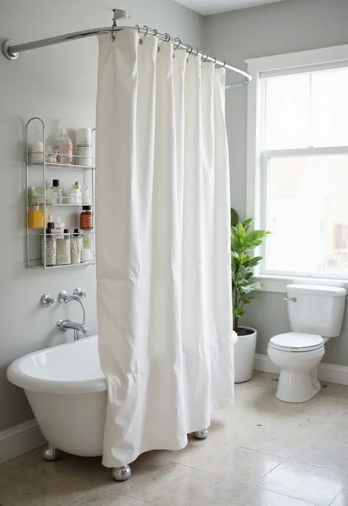 30 Shower Storage Ideas That Keep Things Handy - 16. Eco-Friendly Shower Curtain with Pockets