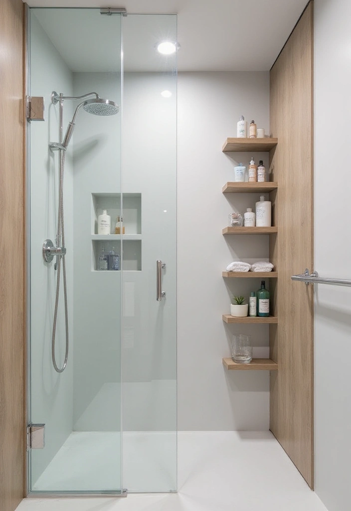 30 Shower Storage Ideas That Keep Things Handy - 28. Space-Saving Shower Shelves