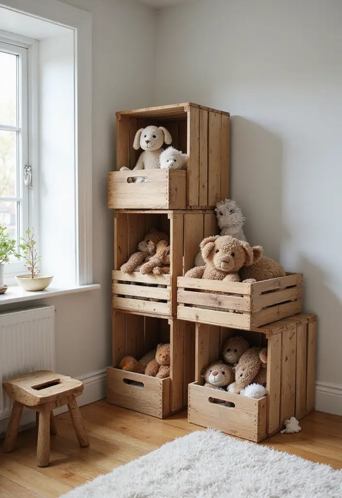 30 Stuffed Animal Storage Ideas Kids Will Love - 14. Crate Storage System