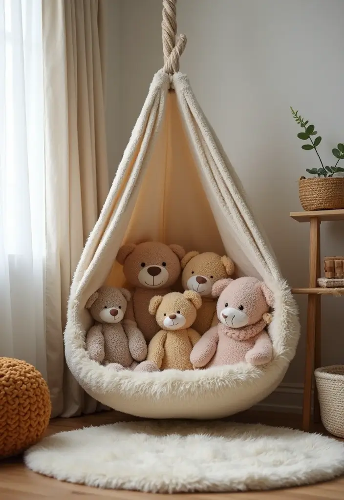 30 Stuffed Animal Storage Ideas Kids Will Love - 2. Stuffed Animal Hammock