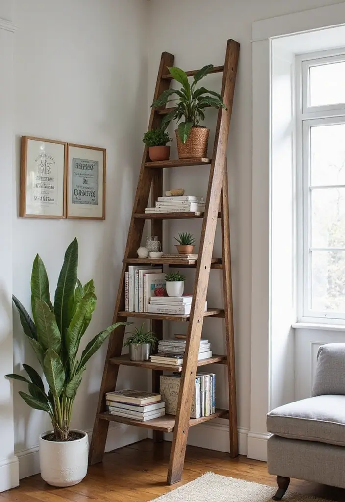 30 Tiny Home Storage Ideas That Maximize Every Corner 12 30 Tiny Home Storage Ideas That Maximize Every Corner - 12. Revamped Vintage Ladders