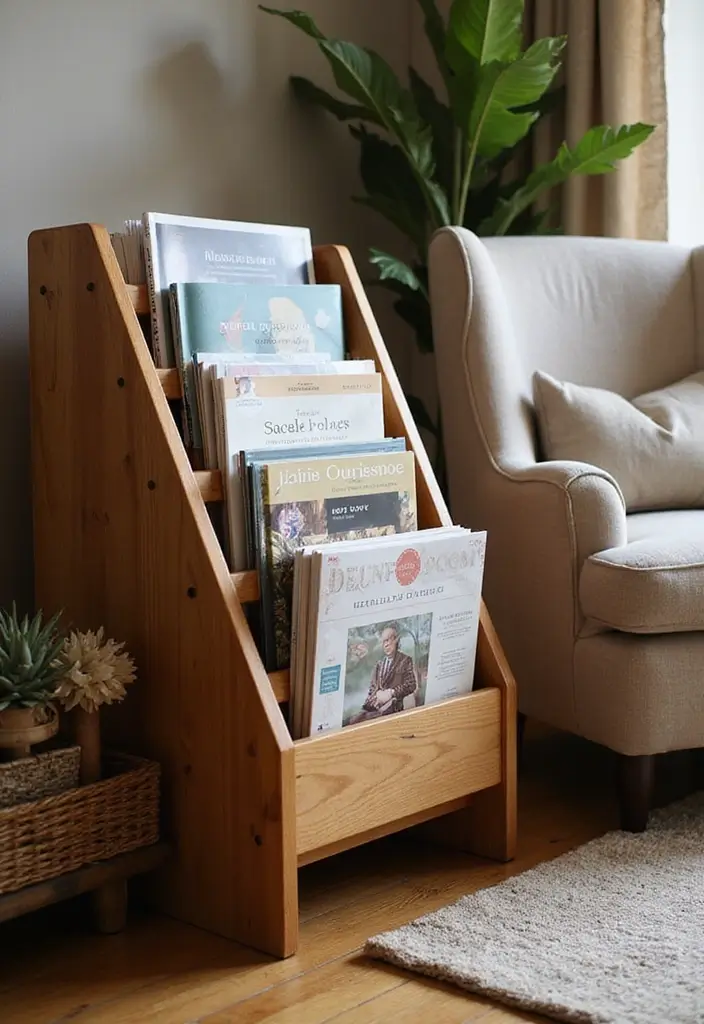 30 Wood Storage Ideas That Look Functional and Stylish - 14. Wood Magazine Rack