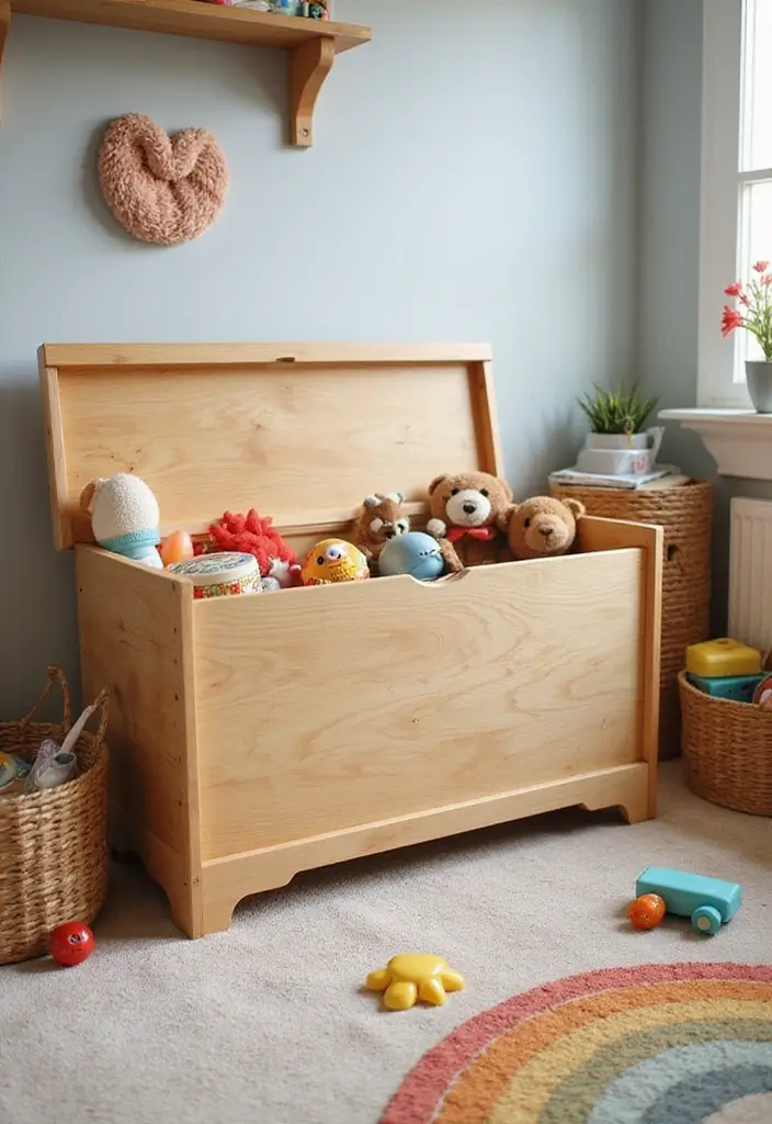 30 Wood Storage Ideas That Look Functional and Stylish - 15. Wood Toy Chest
