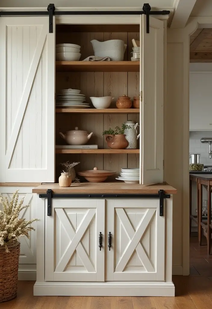 30 Wood Storage Ideas That Look Functional and Stylish - 16. Farmhouse Style Storage Cabinets