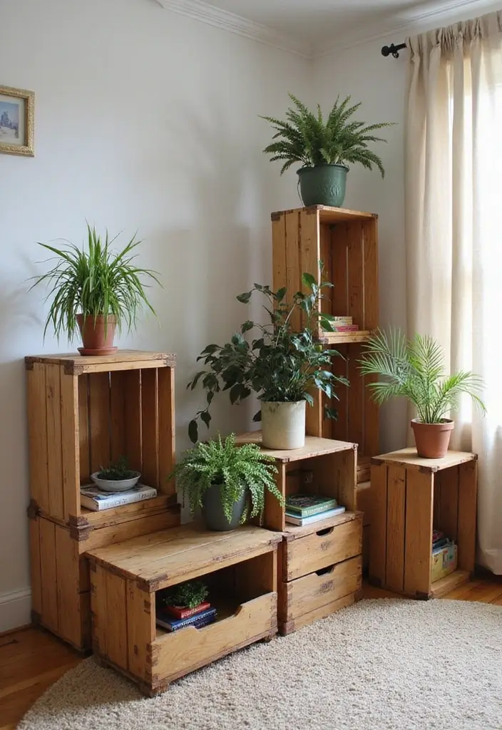 30 Wood Storage Ideas That Look Functional and Stylish - 2. Wooden Crate Storage