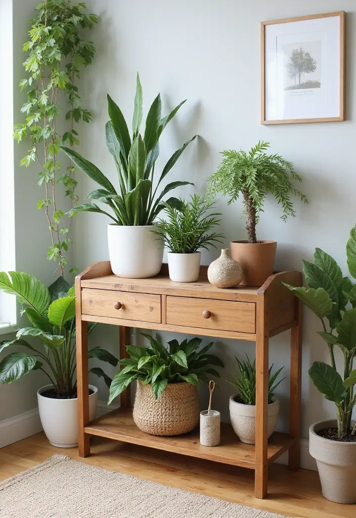 30 Wood Storage Ideas That Look Functional and Stylish - 24. Wood Plant Stand with Storage