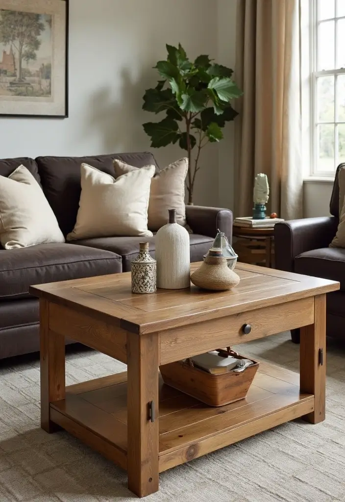 30 Wood Storage Ideas That Look Functional and Stylish - 4. Rustic Coffee Table with Storage