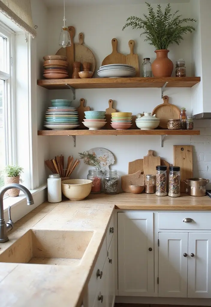 30 Wood Storage Ideas That Look Functional and Stylish - 7. Open Wood Shelving in the Kitchen