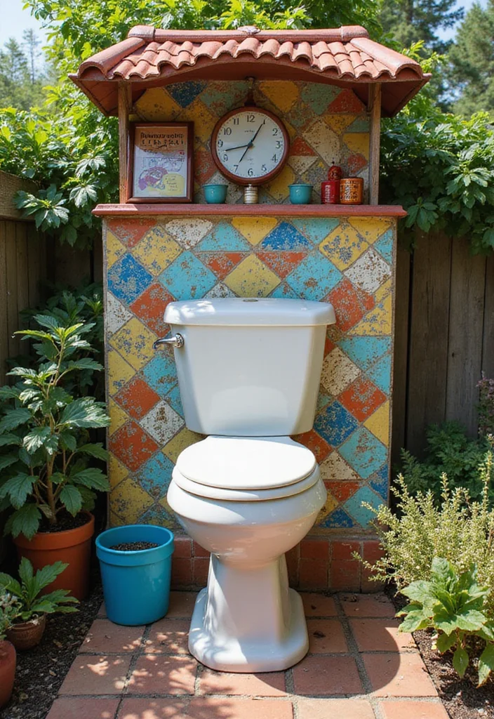 10 Backyard Toilet Ideas for Practical Outdoor Use - 4. The Retro Chic Potty
