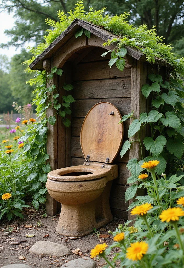10 Backyard Toilet Ideas for Practical Outdoor Use - 6. The Nature-Inspired Earth Toilet