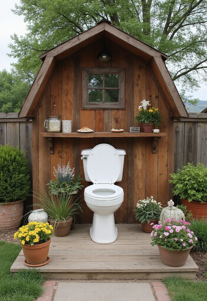 10 Backyard Toilet Ideas for Practical Outdoor Use - 7. Rustic Chic Barn Toilet