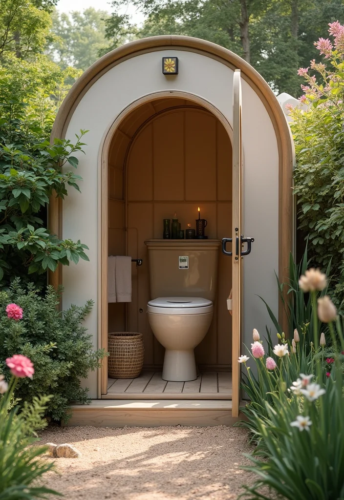 10 Backyard Toilet Ideas for Practical Outdoor Use - 8. Chic Glamping Toilet