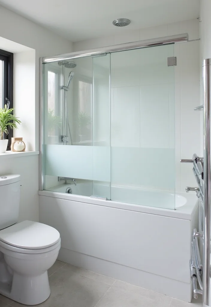 10 Bathroom Half Wall Ideas for Style and Subtle Privacy - 3. Glass Half Walls