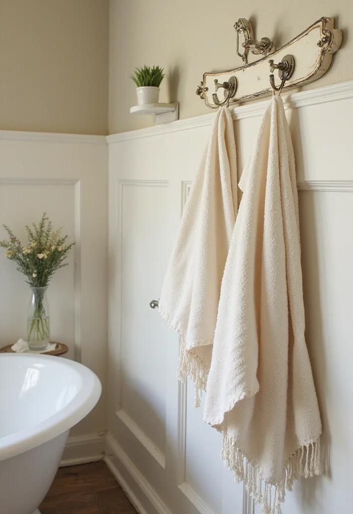 10 Bathroom Hooks Ideas for Easy Everyday Organization - 3. Vintage Cream Hooks