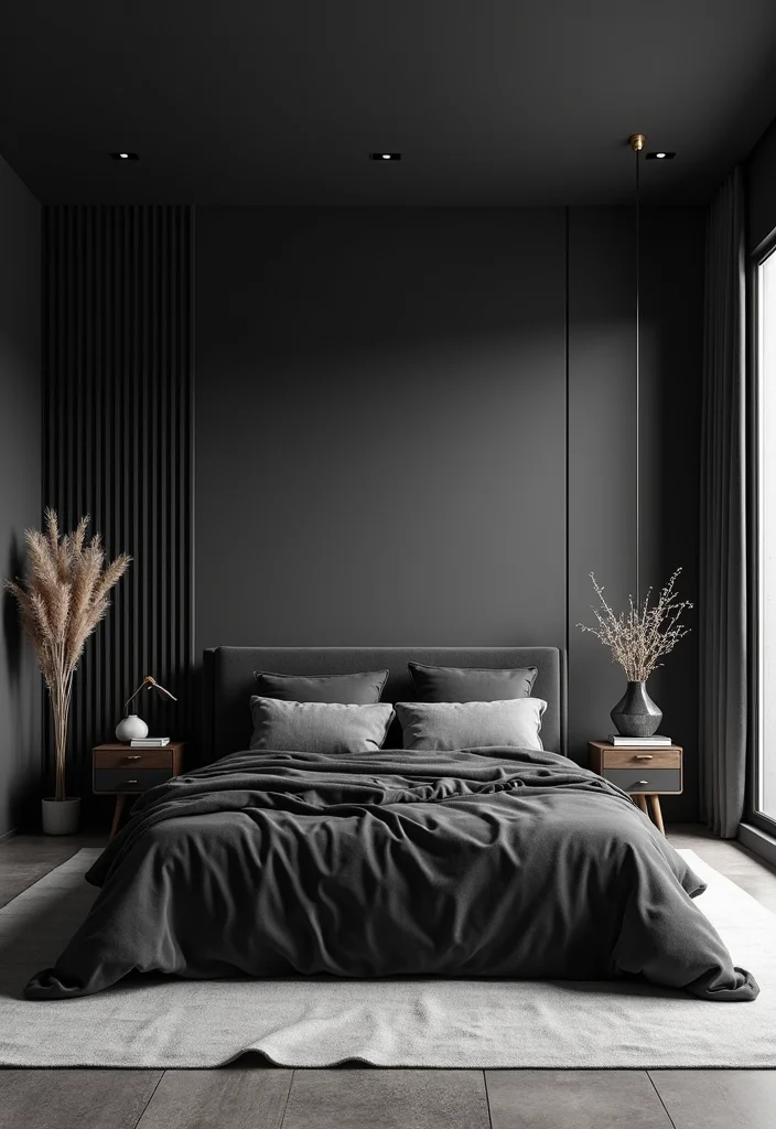 10 Black Bed Bedroom Ideas for Strong Modern Contrast - 1. Monochromatic Magic