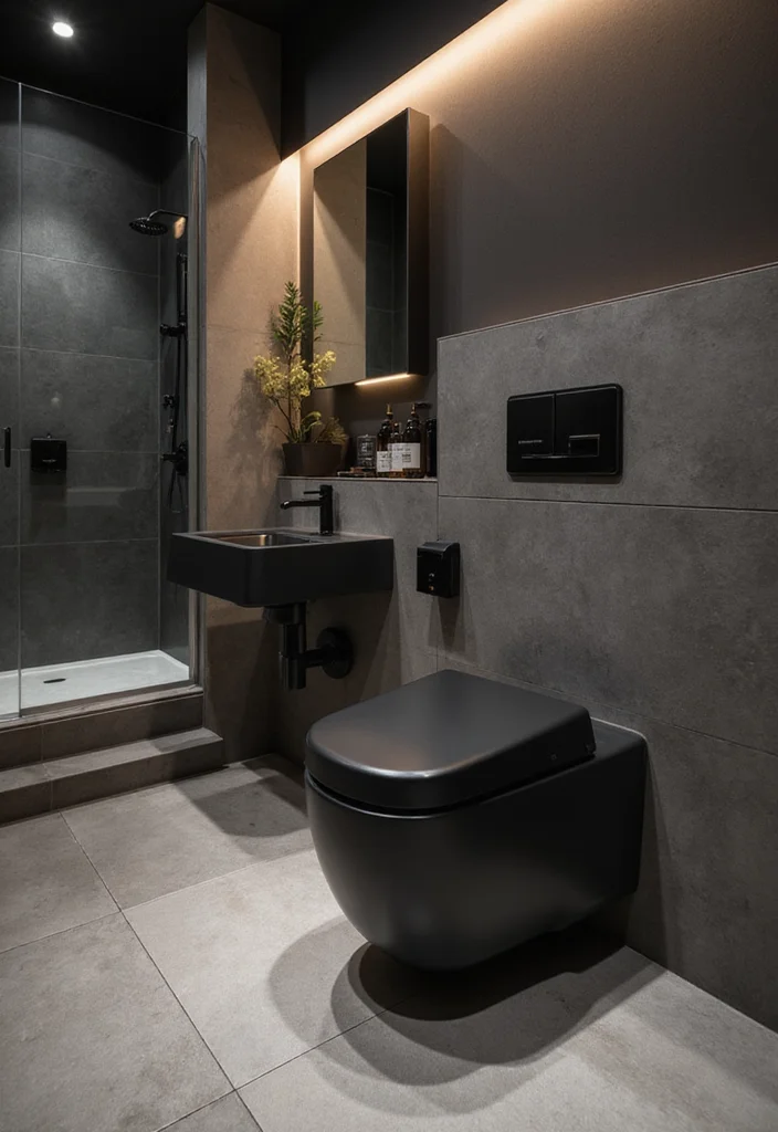 10 Black Toilet Bathroom Ideas for Sleek Dramatic Style - 10. Smart Technology Integration