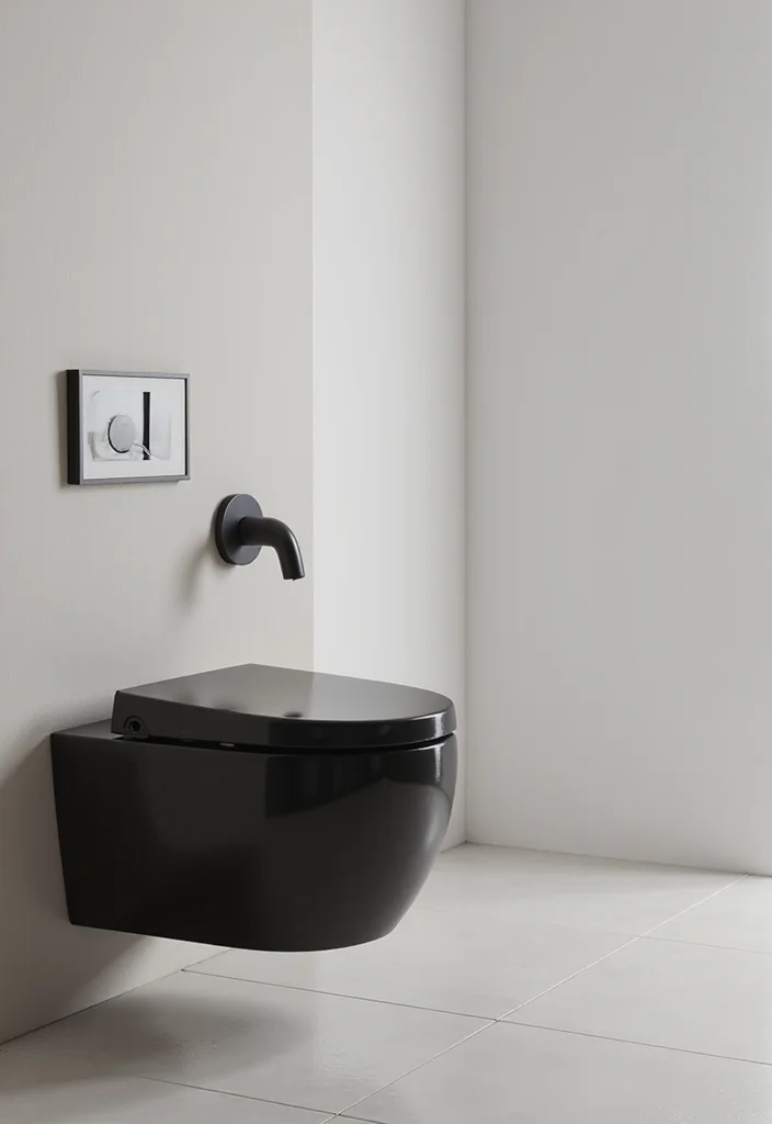 10 Black Toilet Bathroom Ideas for Sleek Dramatic Style - 5. Minimalist Sanctuary