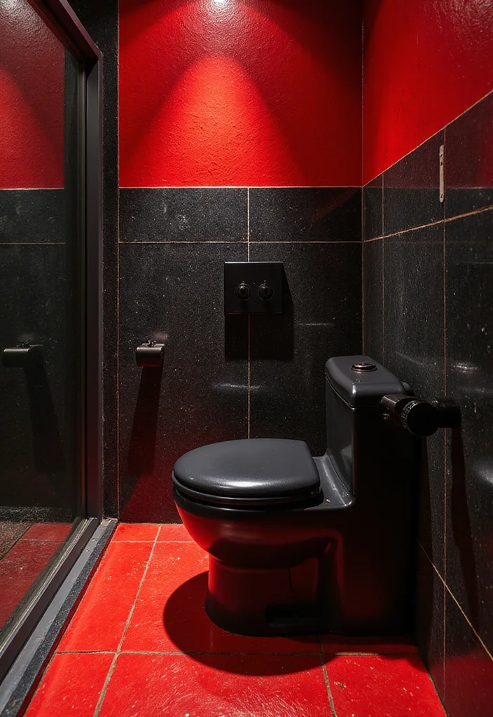 10 Black Toilet Bathroom Ideas for Sleek Dramatic Style - 7. High-Contrast Statement