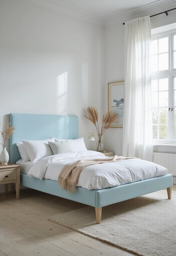 10 Blue Bed Frame Bedroom Ideas for Fresh Colorful Focus - 2. Ocean Breeze: Sky Blue Frame