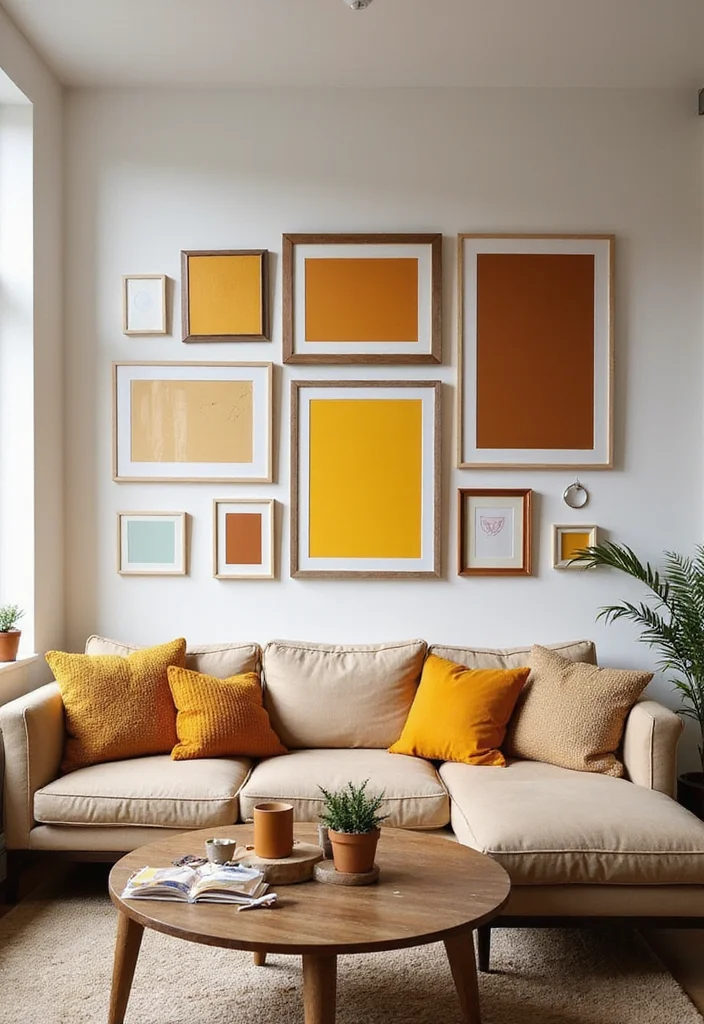 10 Brown and Yellow Living Room Ideas for Bright Warm Contrast - 3. Art that Speaks to the Color Scheme