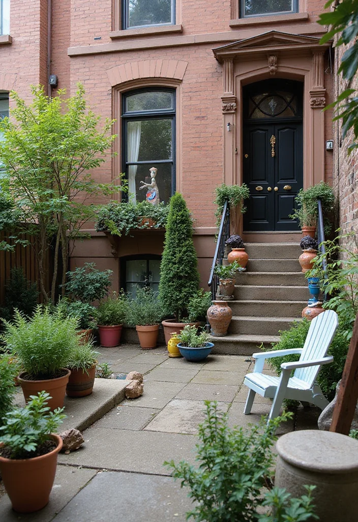 10 Brownstone Backyard Ideas for Compact Urban Charm - 10. Incorporating Art and Decor