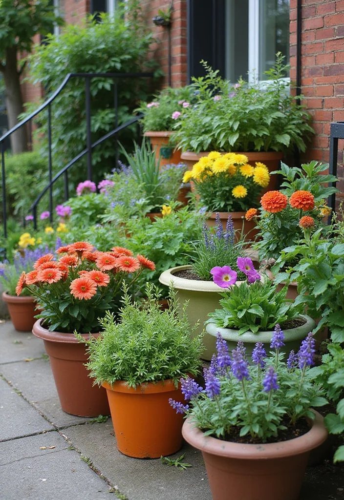 10 Brownstone Backyard Ideas for Compact Urban Charm - 4. Container Gardening for Flexibility