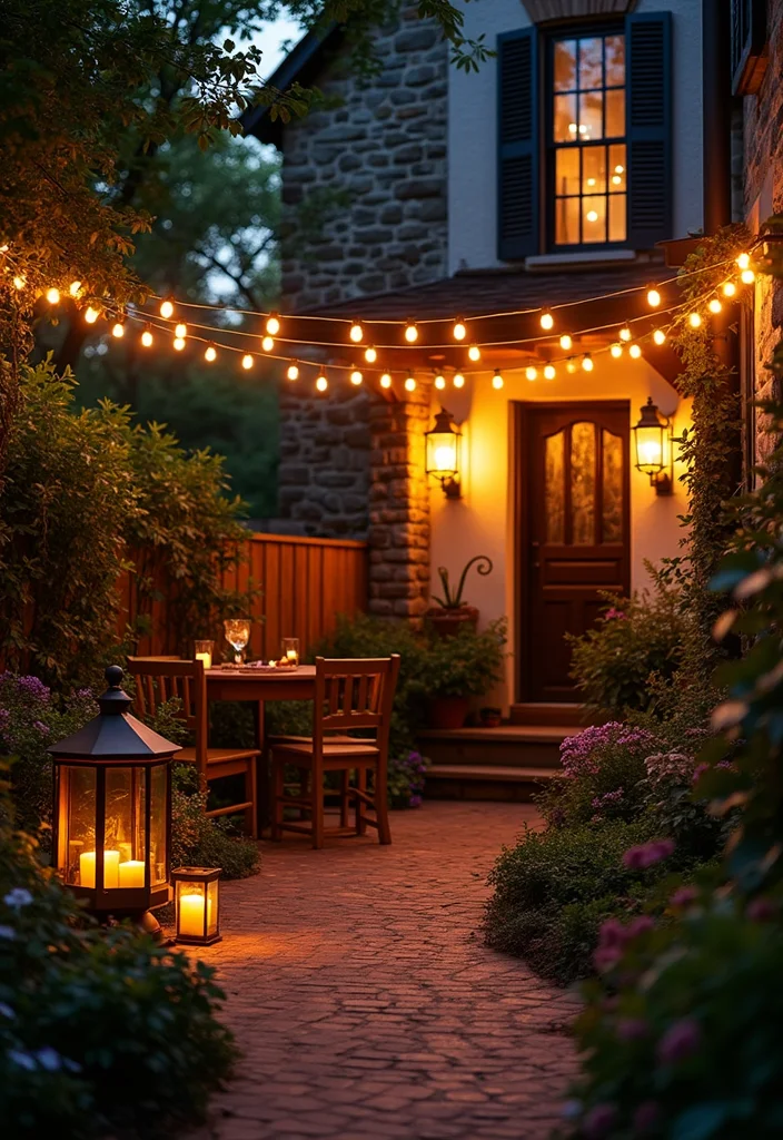 10 Brownstone Backyard Ideas for Compact Urban Charm - 6. Outdoor Lighting for Magical Evenings