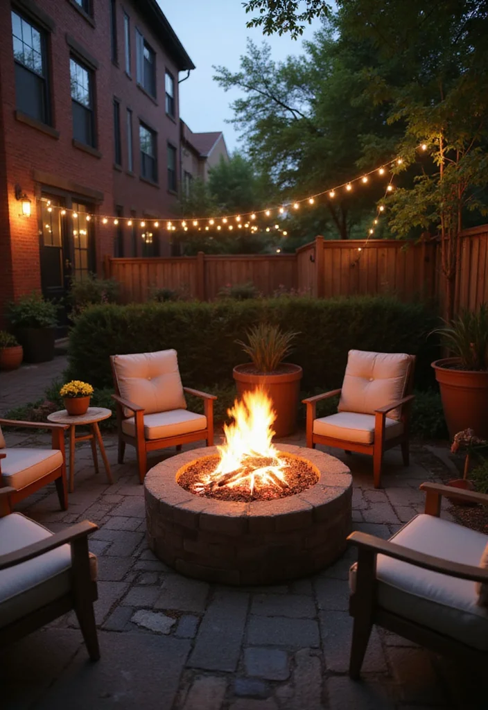 10 Brownstone Backyard Ideas for Compact Urban Charm - 8. Cozy Fire Pit for Gatherings