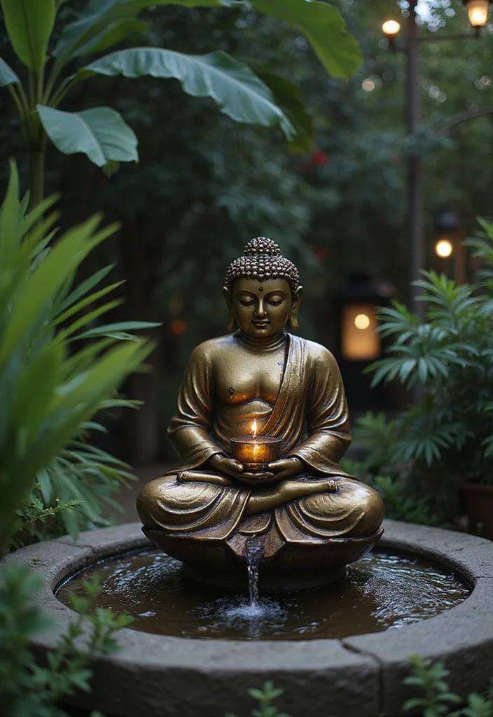 10 Buddha Backyard Ideas for Peaceful Zen Ambience - 1. Tranquil Buddha Water Fountain