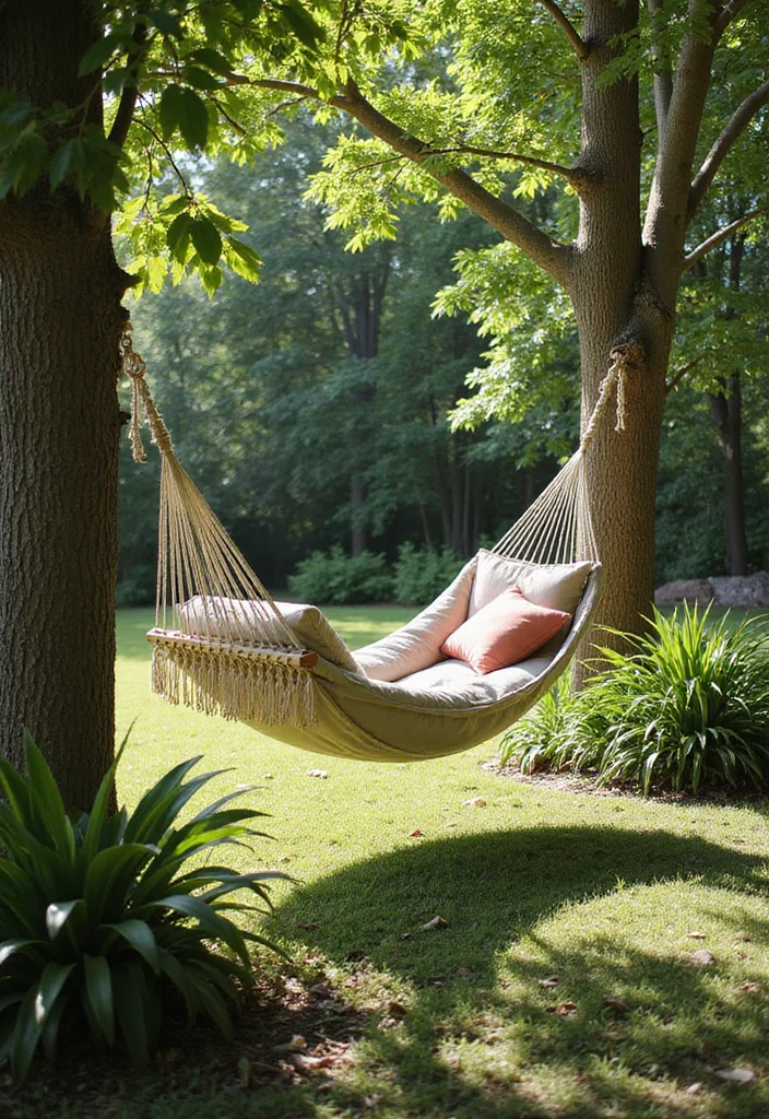 10 Cabin Backyard Ideas for Rustic Outdoor Escape - 3. Hammock Haven