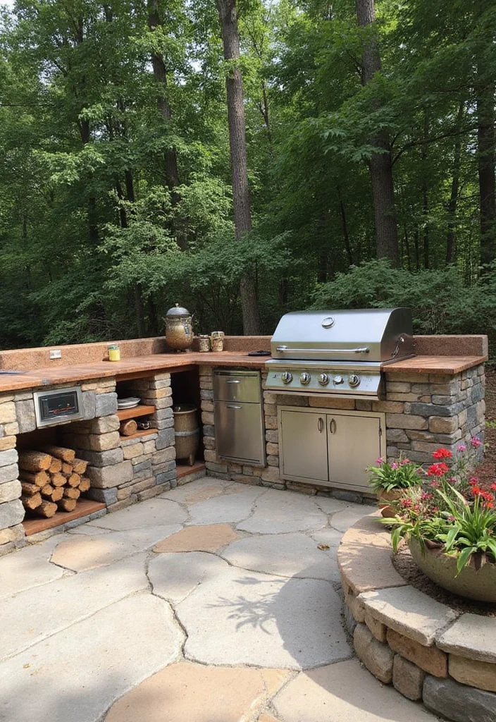 10 Cabin Backyard Ideas for Rustic Outdoor Escape - 4. Rustic Outdoor Kitchen