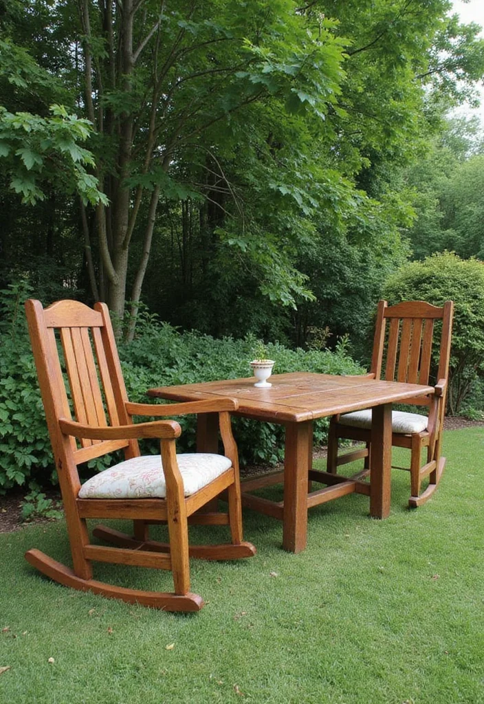 10 Cabin Backyard Ideas for Rustic Outdoor Escape - 5. Vintage Furniture Finds