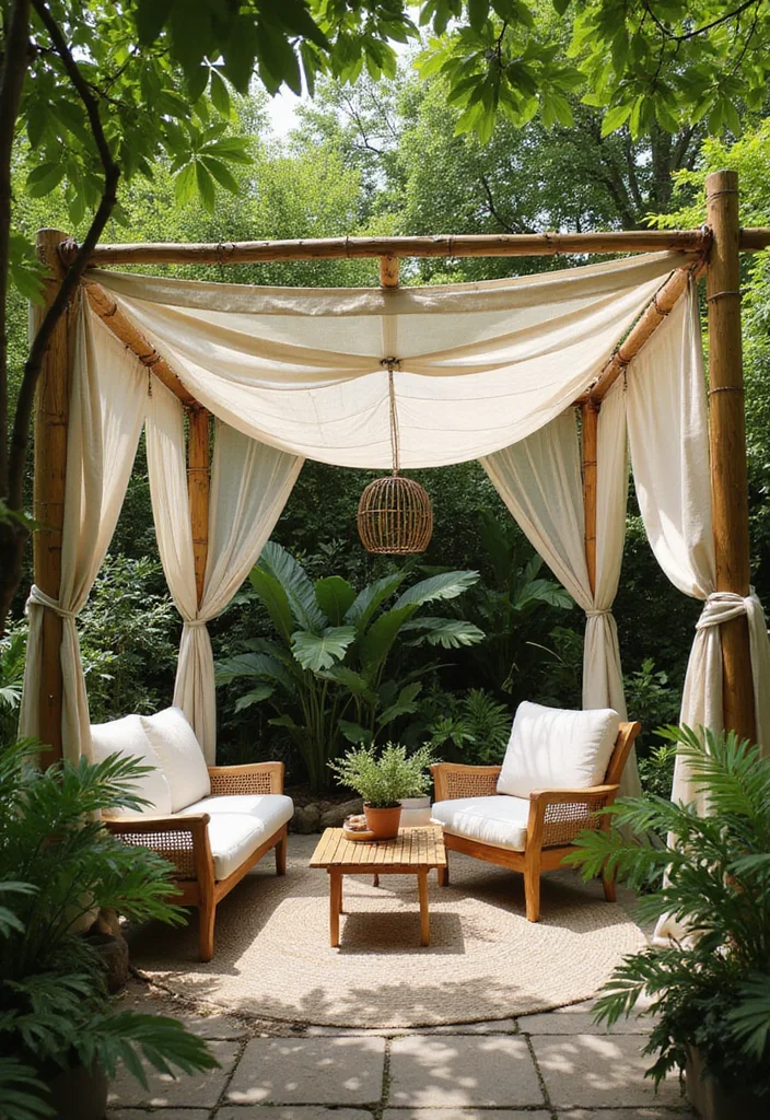 10 DIY Backyard Canopy Ideas for Shaded Cozy Seating - 4. Bamboo Canopy