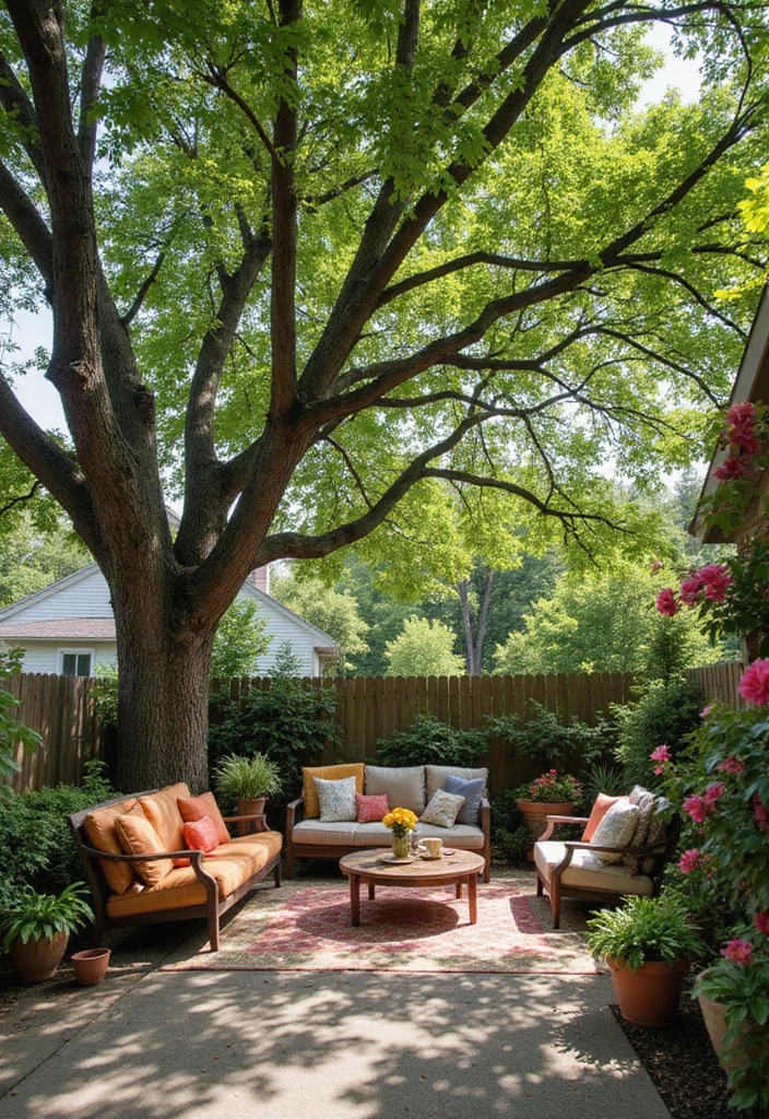 10 DIY Backyard Canopy Ideas for Shaded Cozy Seating - 7. Natural Canopy with Trees