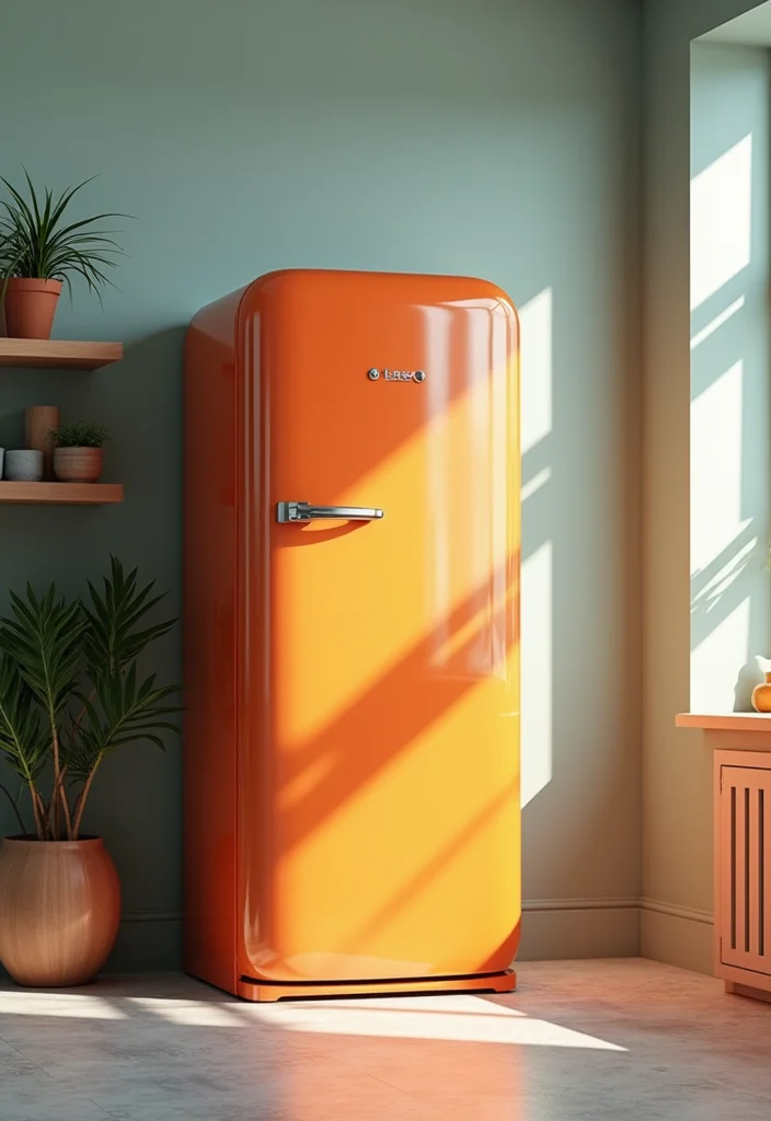 10 Kitchen Fridge Ideas for Smart Stylish Placement - 3. Colorful Fridge as a Statement Piece