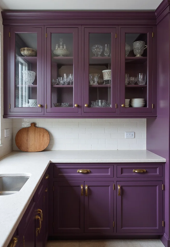 10 Purple Kitchen Ideas for Bold Modern Energy - 1. Bold Purple Cabinetry