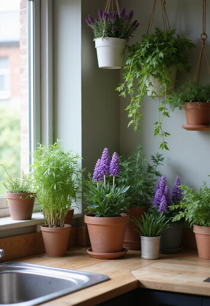 10 Purple Kitchen Ideas for Bold Modern Energy - 10. Purple Plants and Herbs